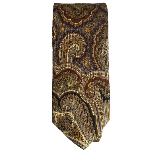 Robert Talbott Best Of Class Men's Handsewn Silk Brown Paisley Pattern Neck Tie - Picture 1 of 8